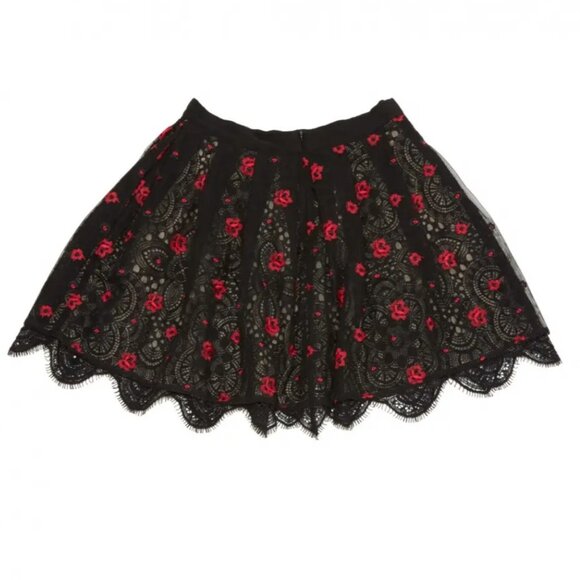 BNWOT The Kooples Floral Black Lace Tulle Mini Skirt, Size FR 1 (S) - Picture 3 of 8
